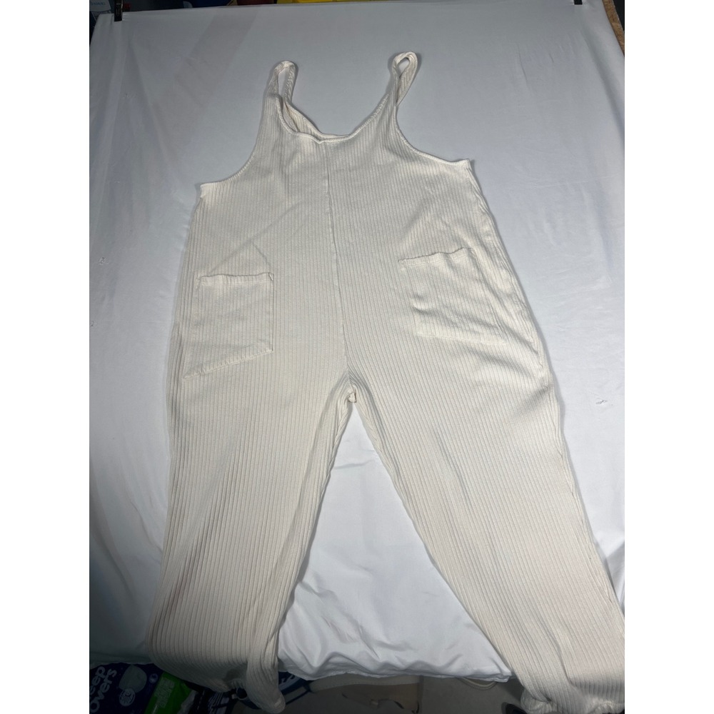 For Days Ribbed‎ Knit Overalls XXL Off White Organic Cotton Recycled Loungewear